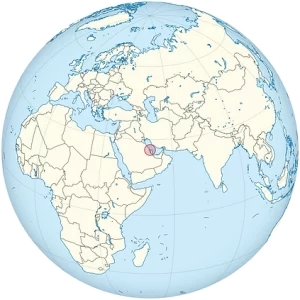 Bahrain on the globe Bahrain centered