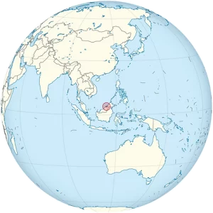 Brunei on the globe Brunei centered sv