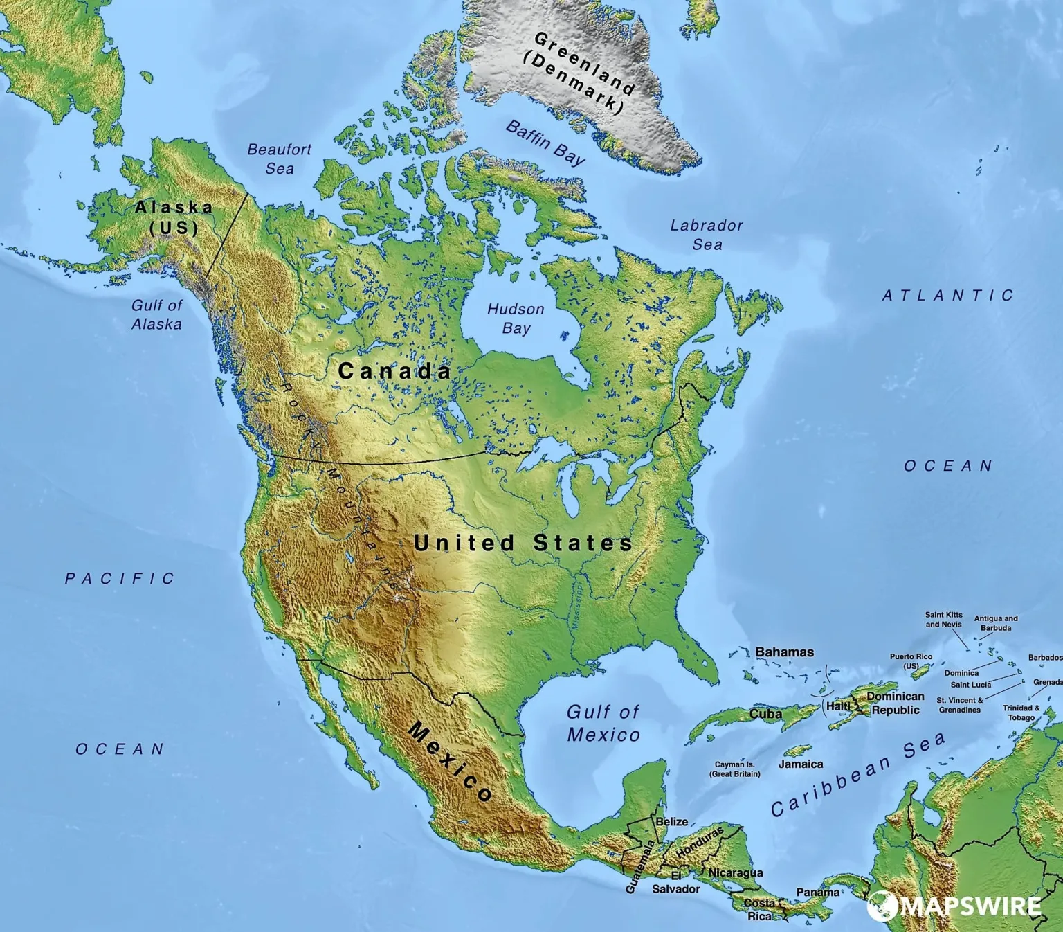 mapa america norte fisico politico jpg