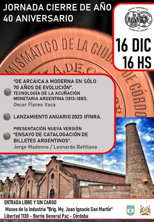 Jornada de Cierre de Año - 40 Aniversario - Centro Numismático de la Ciudad de Córdoba