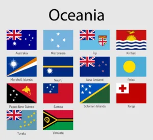 set of flags oceanian countries all oceania flag vector