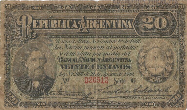 3-Caja de Conversión - Fraccionarios (1891-1897) 8 Bot 1023 Anverso